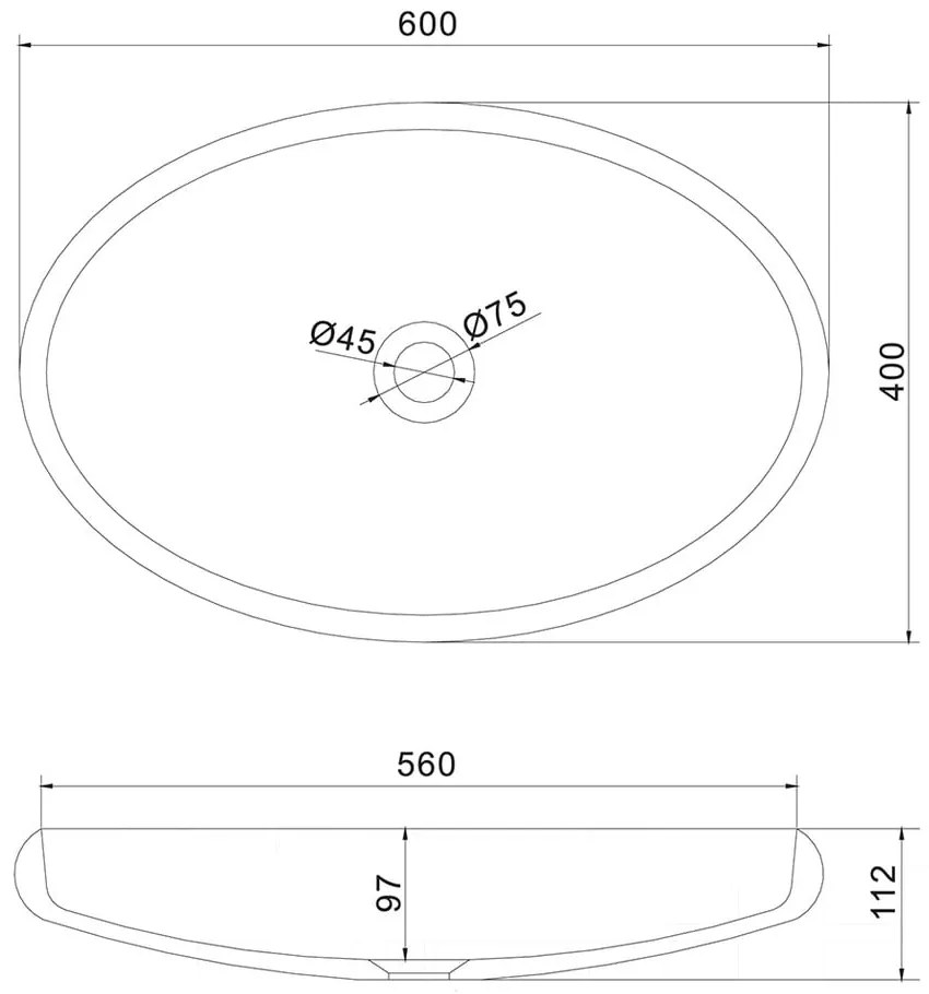 Lavabo ovale bianco , 60 x 40 cm Thin - Sapho