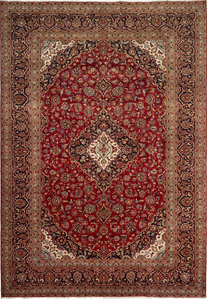 Kashan Tappeto persiano 360 x 250 Rosso (Iran) Annodato A Mano