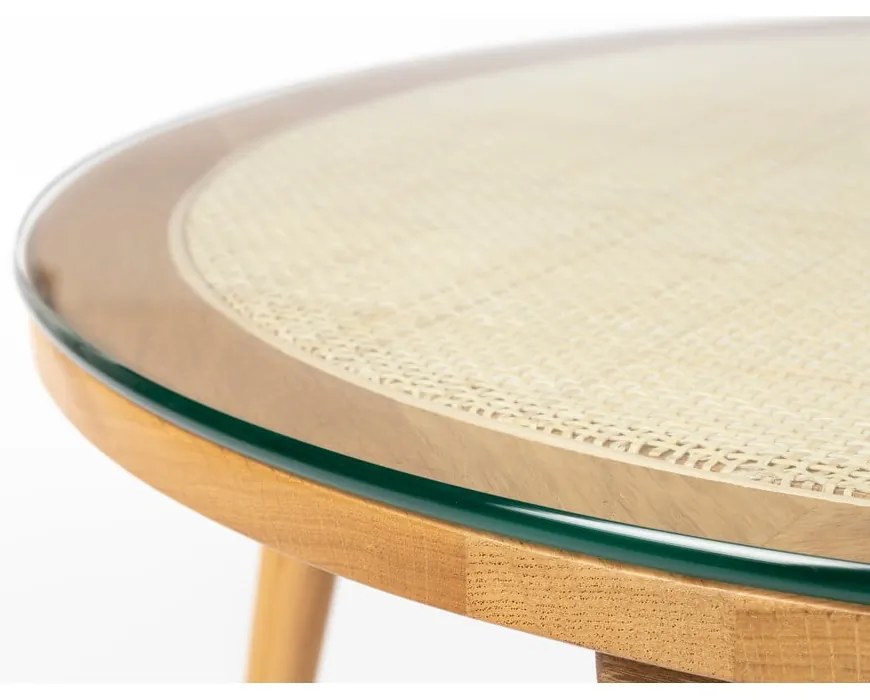 Tavolino da salotto rotondo di colore naturale in vetro ø 70 cm Haru – White Label