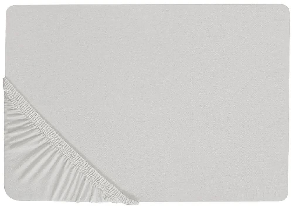 Lenzuolo con angoli cotone grigio chiaro 160 x 200 cm JANBU Beliani
