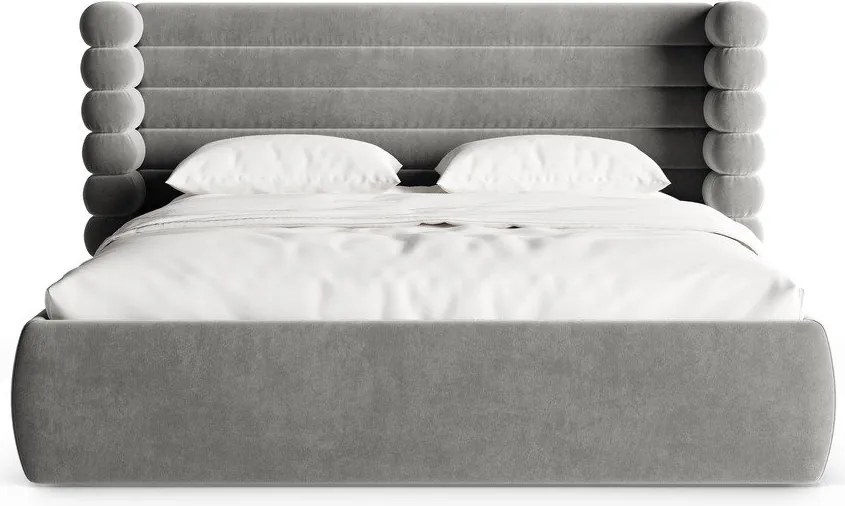 Letto matrimoniale imbottito grigio con contenitore con rete inclusa 200x200 cm Mount – Micadoni