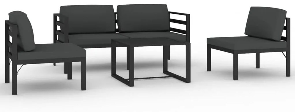 Set divani da giardino 5 pz con cuscini in alluminio antracite