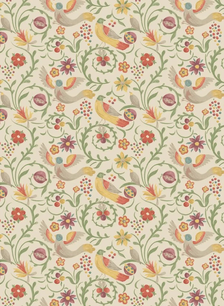 GP & J Baker Carta da parati Royal Court - Red/ Green