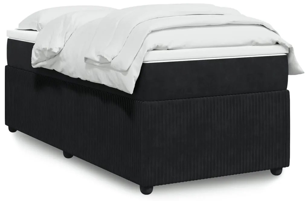 Giroletto A Molle Con Materasso Nero 90x200 Cm İn Velluto /