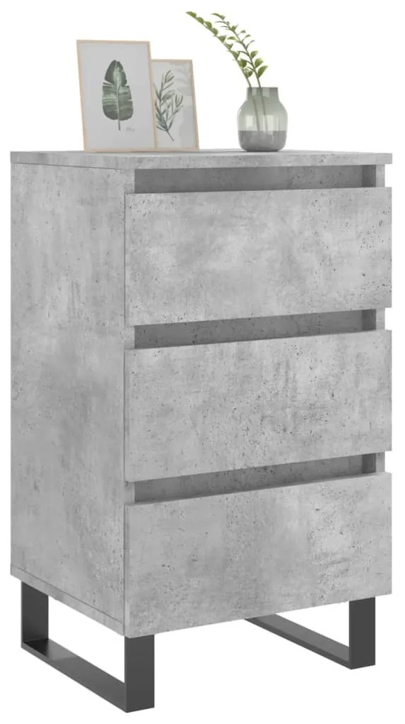 Comodini 2 pz grigio cemento 40x35x69 cm in legno multistrato