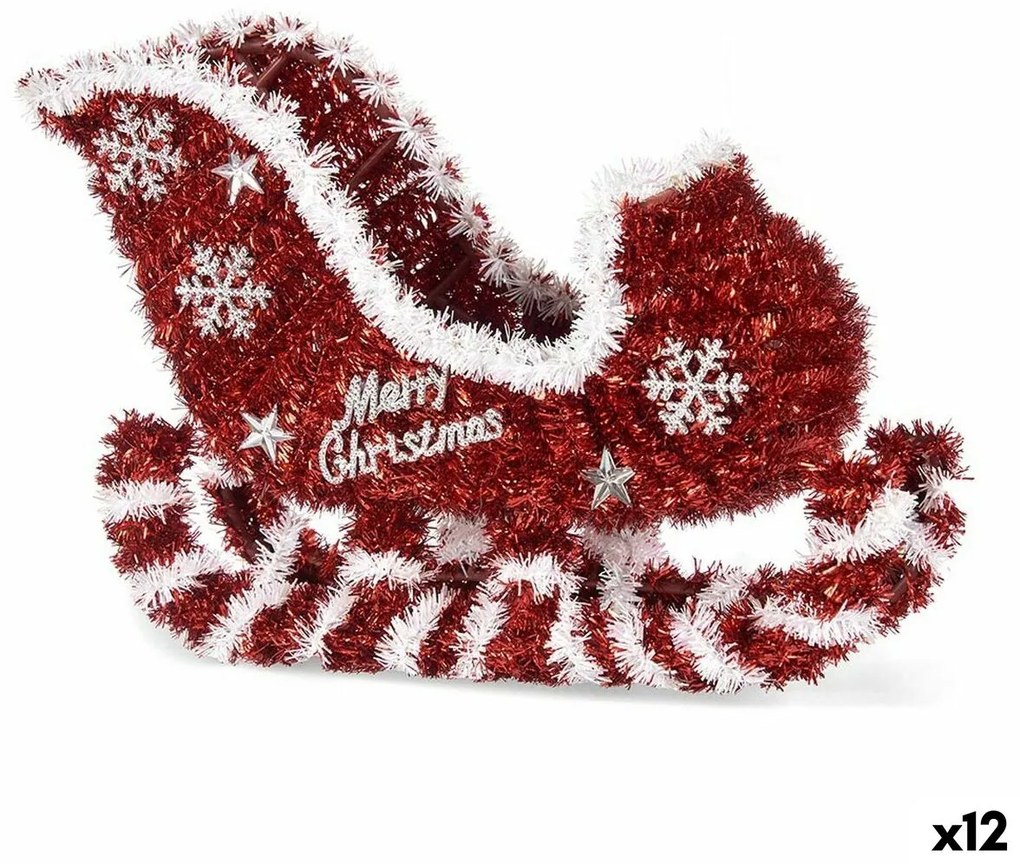 Statua Decorativa Slitta Tinsel Bianco Rosso polipropilene PET 32,5 x 23 x 12 cm (12 Unità)