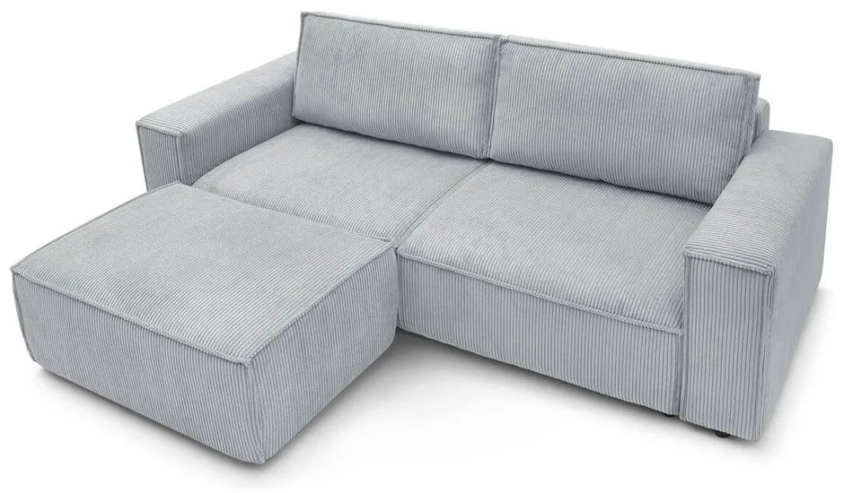 Divano letto in velluto a coste grigio chiaro 245 cm Nihad - Bobochic Paris