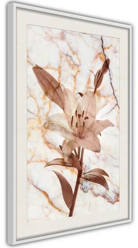 Poster  Lily on Marble Background  Cornice Quadri Cornice nera con pass-partout, Larghezza x Altezza Home decor 30x45