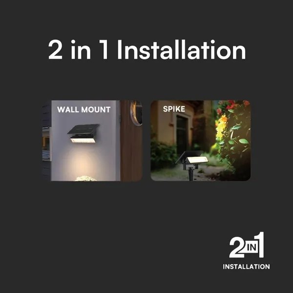 Lampada LED solare LED/0,9W/3,7V 3000K IP65 1200 mAh nero