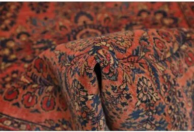 Antik Medaglione Floreale Rosso Ruggine Blu Scuro 92x200 Cm