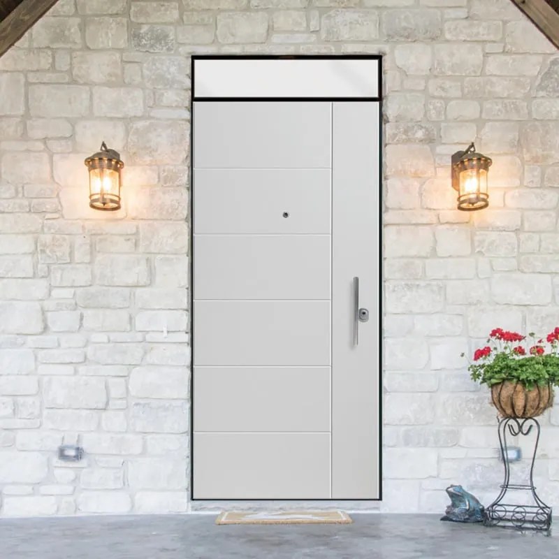 Porta blindata YALE Seal +30 L 85 x H 210 cm in PVC bianco, apertura spingere a sinistra, falso telaio incluso