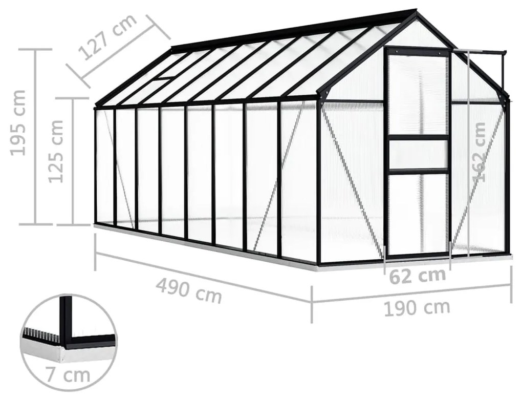 Serra con Telaio Base Antracite 9,31 m² in Alluminio