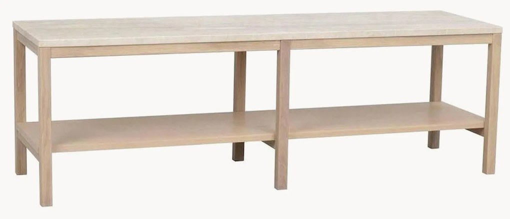 Tavolino da salotto in legno di quercia con piano in travertino Orwel