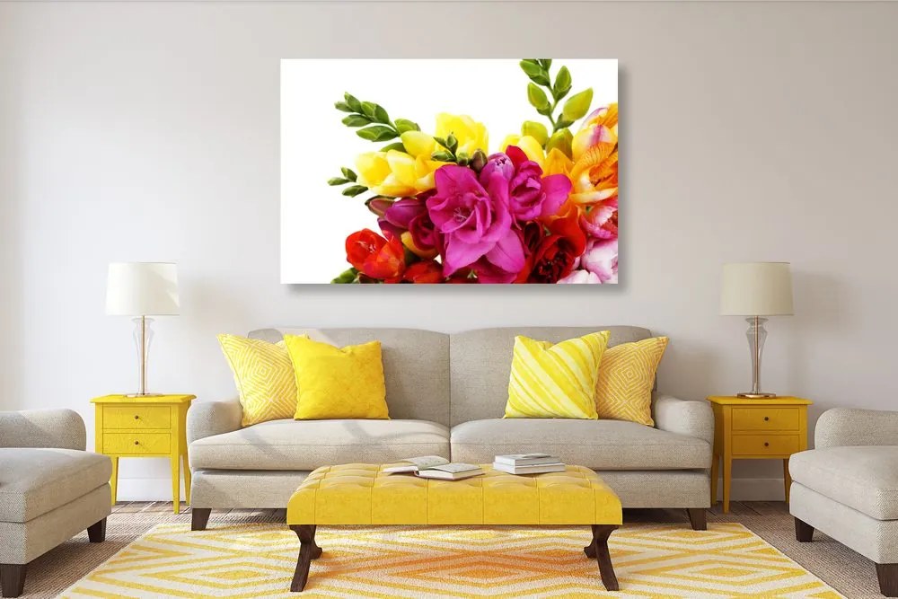 Stampa su tela – Bouquet di fresie colorate