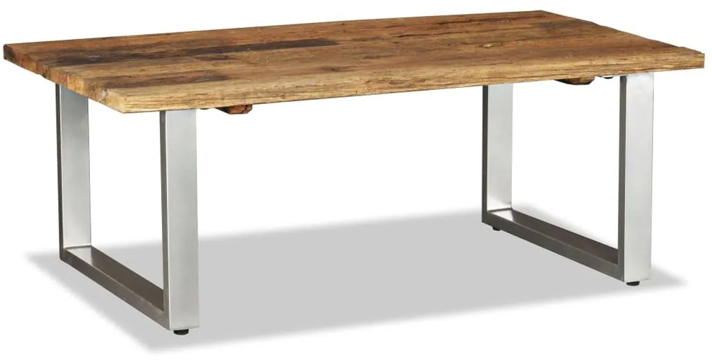 Tavolino Da Salotto İn Legno Massello Recuperato 100x60x38 Cm /