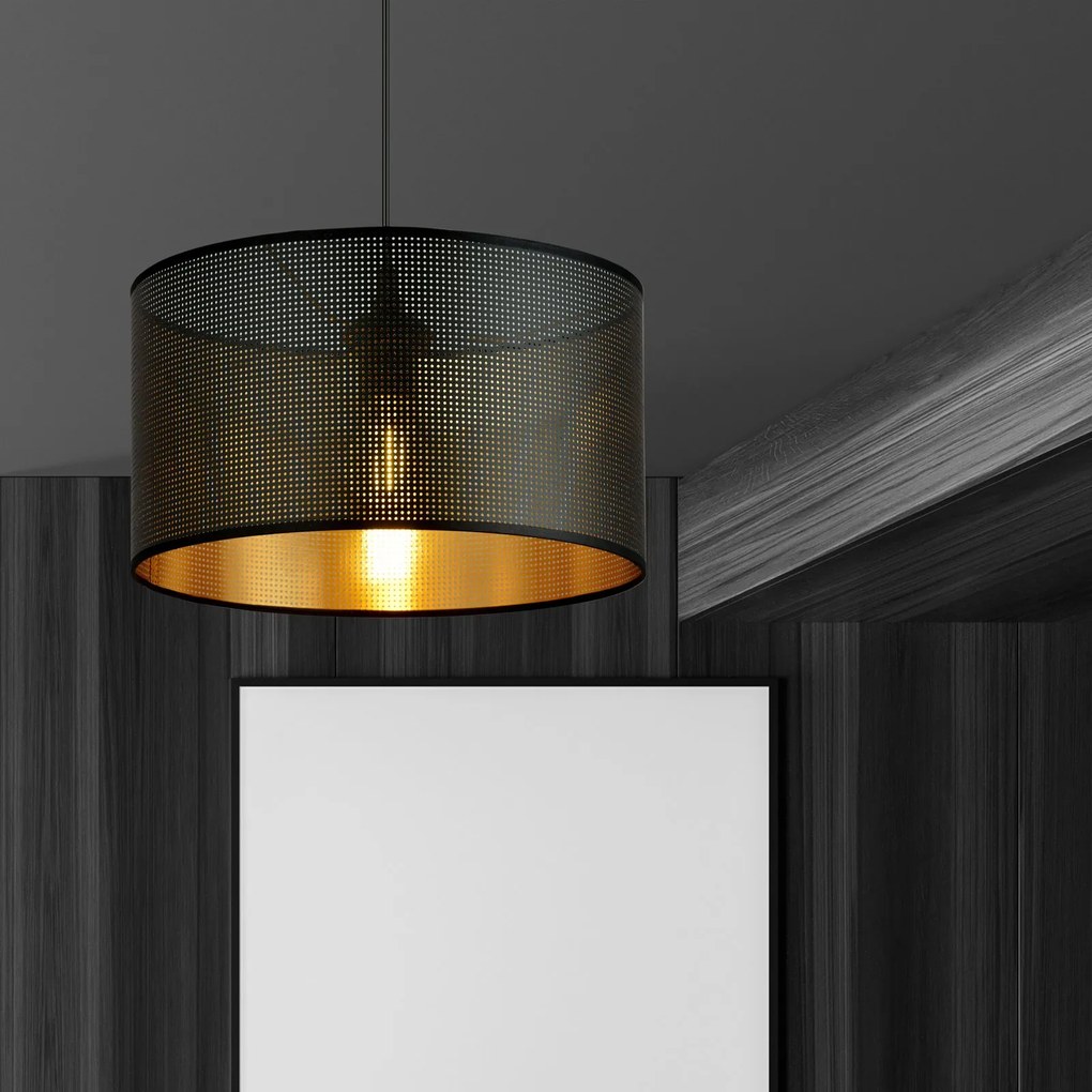 Sospensione Minimal 1 Luce Aston In Acciaio Nero E Oro