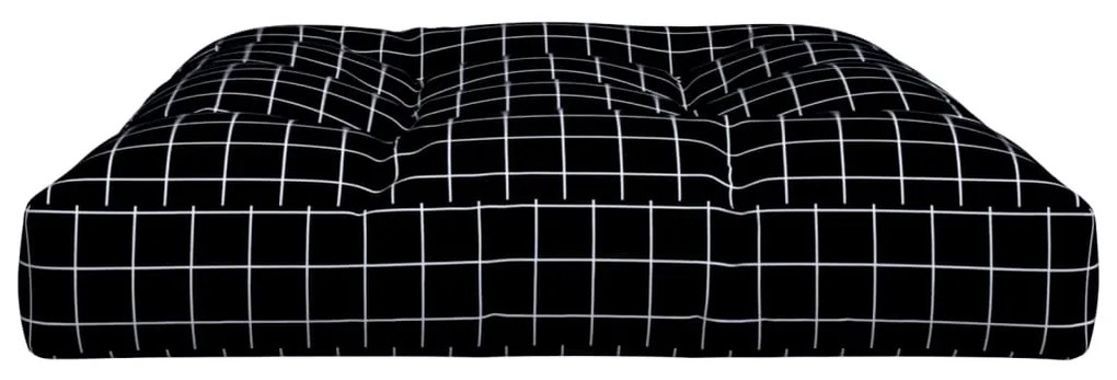 Cuscino per Pallet Motivo a Quadri Nero 120x80x12 cm in Tessuto