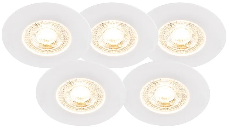 Set di 5 faretti da incasso bianchi dimmerabili a 3 livelli - Ulo