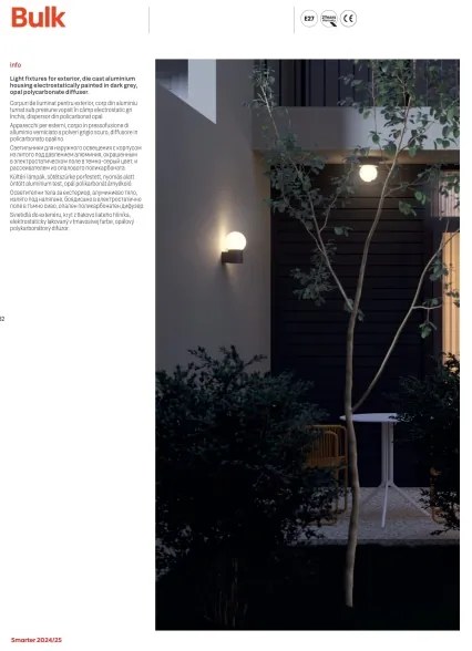 Redo 90643 - Lampada da esterno BULK 1xE27/28W/230V 80 cm IP44 antracite