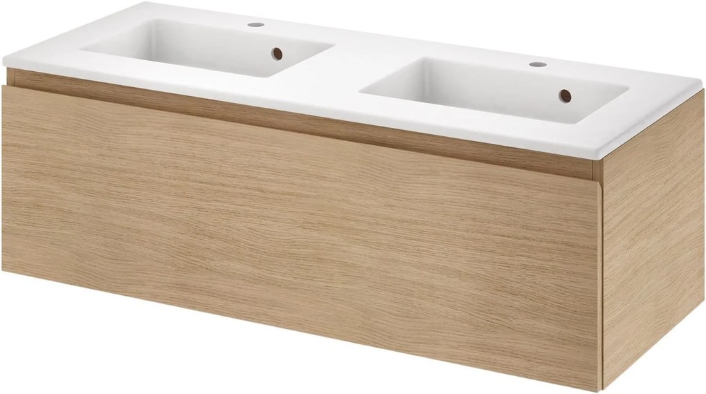 Mobile da bagno sospeso sotto lavabo L 120 x H 41 x P 48 cm rovere opaco, 1 cassetto SENSEA Base