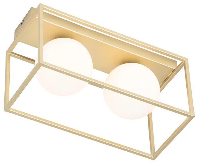 Plafoniera di design oro con vetro bianco 2 luci - Aniek