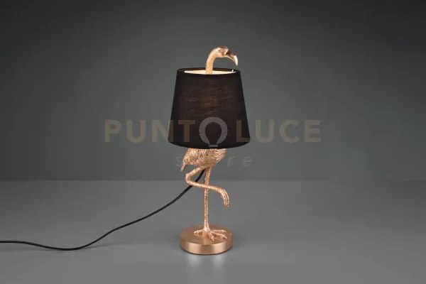 Lola lampada da tavolo fenicottero oro con paralume nero h. 42cm 1 ...