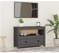 Mobile Porta TV Grigio 79x35x52 cm in Legno Massello di Pino cod 11844