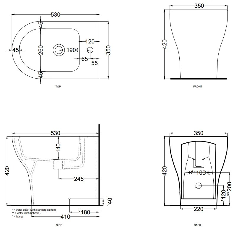 Cielo Enjoy Bidet Filo Muro A Pavimento 53x35 Monoforo Basalto