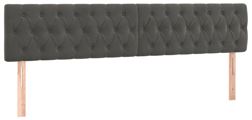 Testiera a led grigio scuro 180x7x78/88 cm in velluto