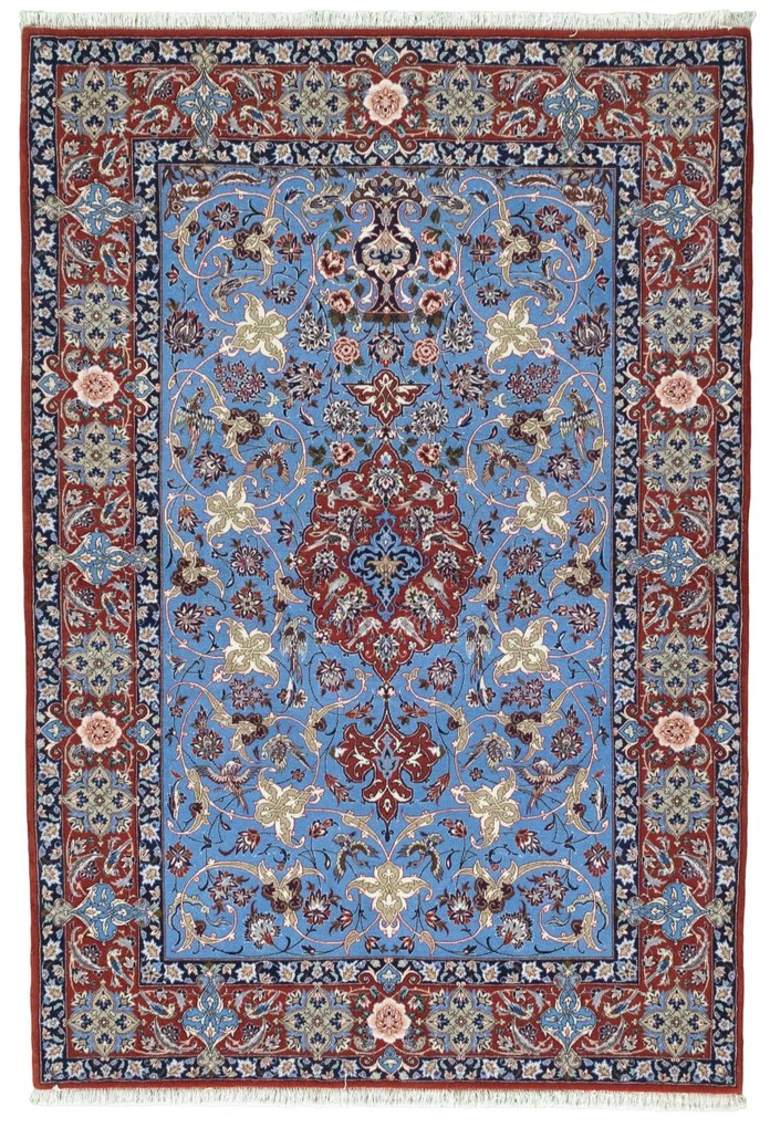 Isfahan Tappeto 170 x 120 Blu (Iran) Annodato A Mano