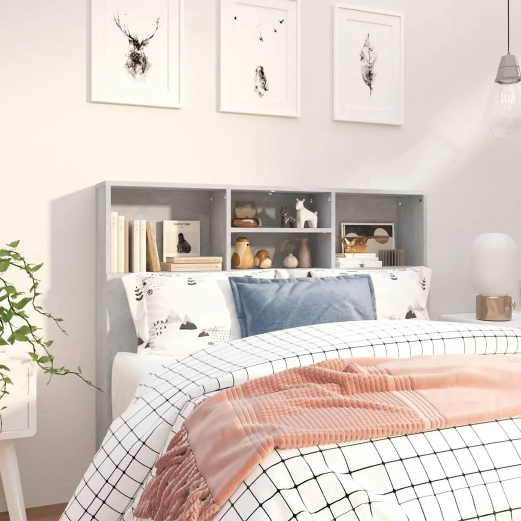 Testiera Con Contenitore Grigio Cemento 120x19x103,5 Cm /