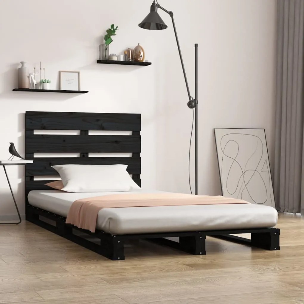 Giroletto Nero 75x190 Cm Legno Massello Pino Small Single /
