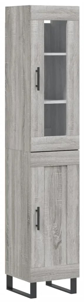 Credenza grigio sonoma 34,5x34x180 cm in legno multistrato