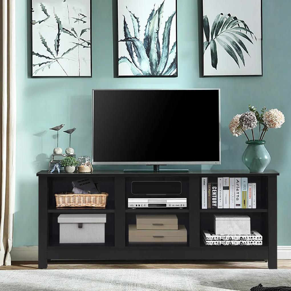 Costway Mobile TV con mensole aperta e ripiani regolabili in altezza, Tavolino da divano per videogiochi per casa Nero