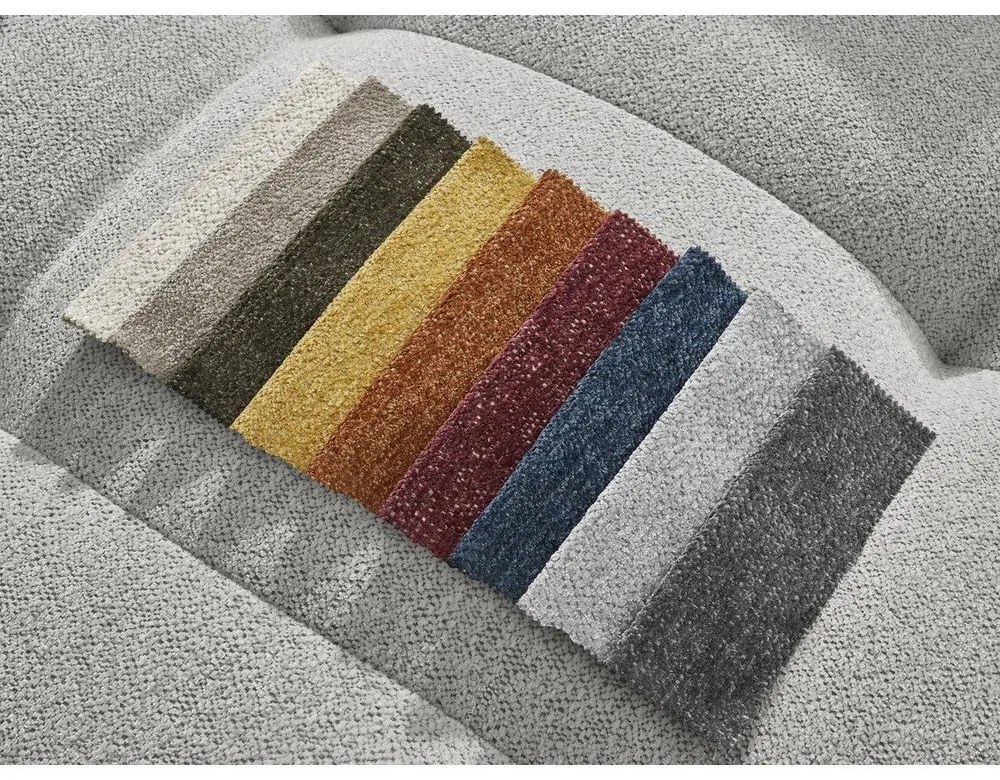 Divano angolare grigio chiaro allungabile/con contenitore (con penisola a destra/con chaise lounge) con rivestimento in ciniglia Roxelane – Bobochic Paris