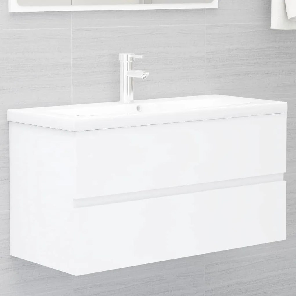 Mobile Lavabo Bianco 90x38,5x45 Cm İn Legno Multistrato /