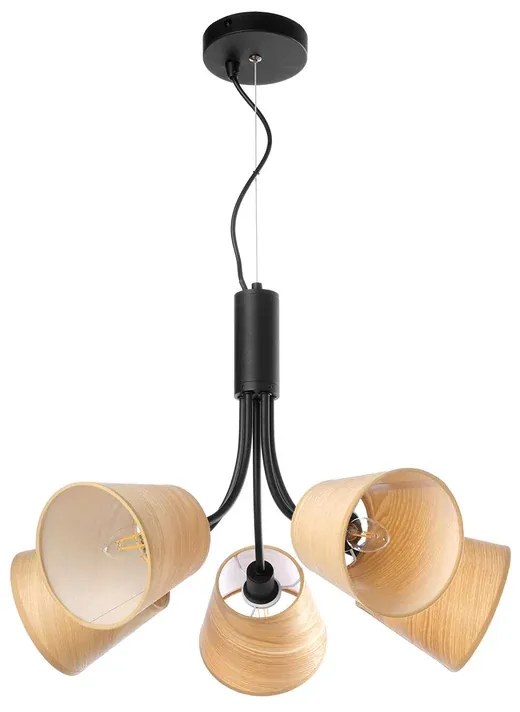 Plafoniera moderno SOSP ASIA NERO/LEGNO D 55 CM 5XE14 nero5XE14