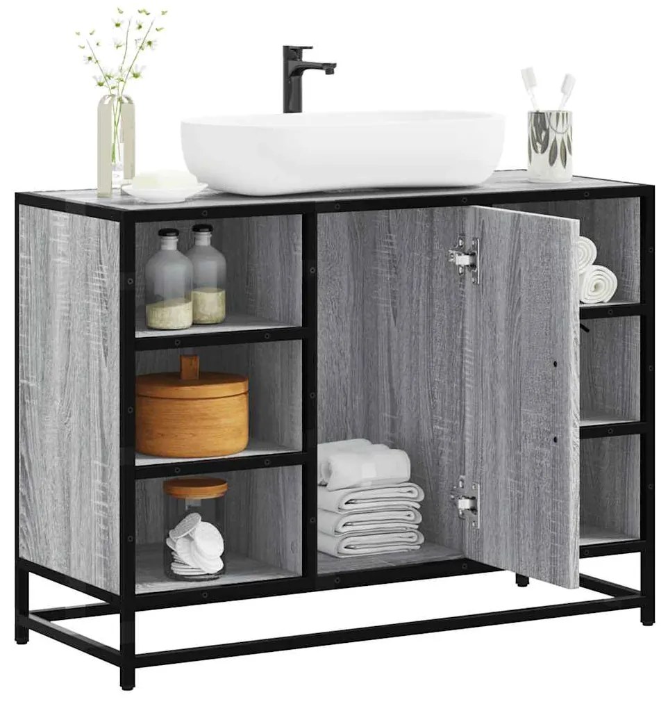 Mobile Lavabo Bagno Grigio Sonoma 60x30x60 Cm Legno Multistrato /