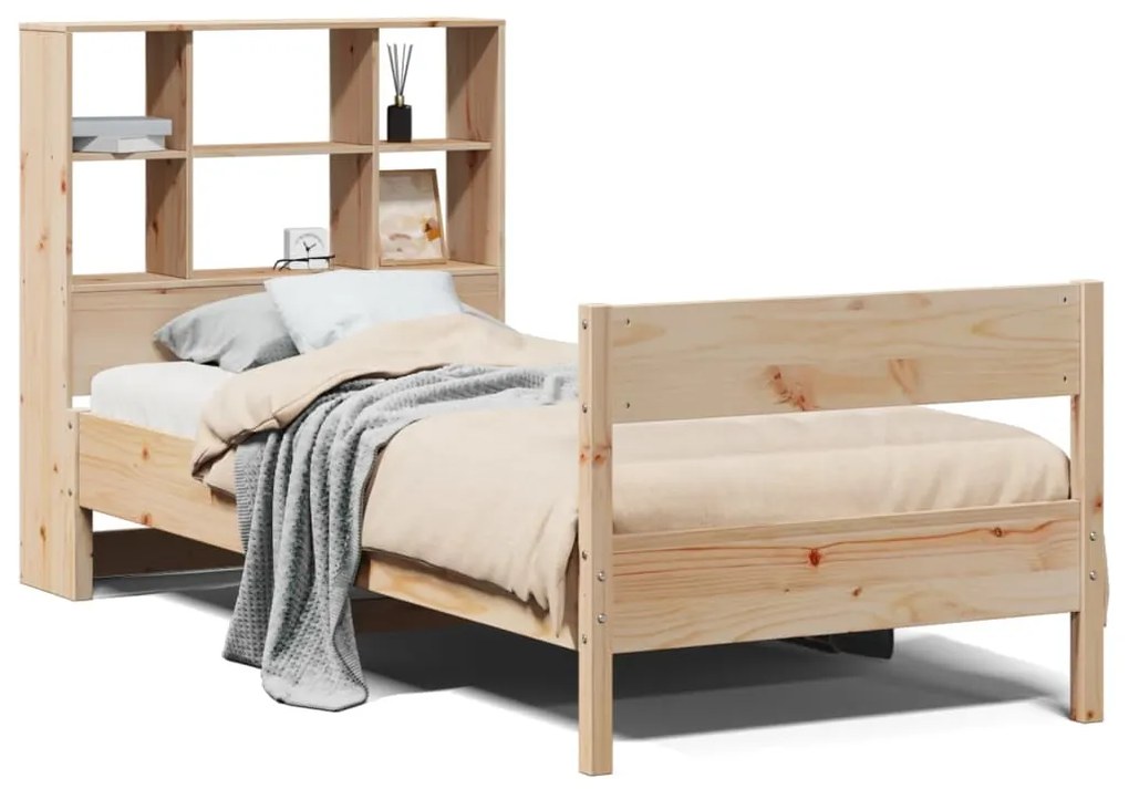 Letto libreria senza materasso 90x200 cm legno massello pino