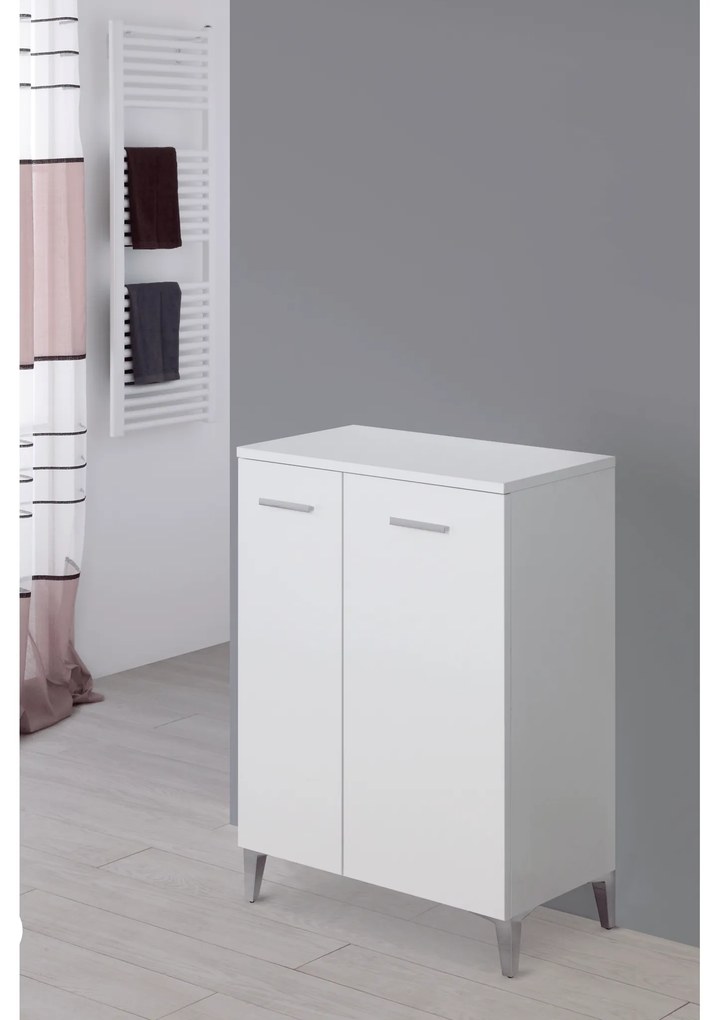 Base Multiuso a Terra 85 Cm Due Ante Feridras "Stella" Bianco Lucido