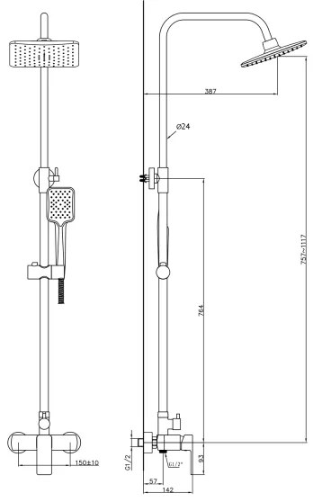 Aqualine - Set doccia con miscelatore FACTOR cromo lucido