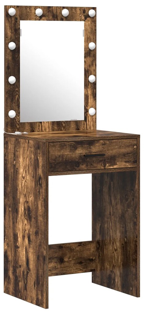 Set da toeletta 2 pezzi con led in rovere affumicato in legno ingegnerizzato