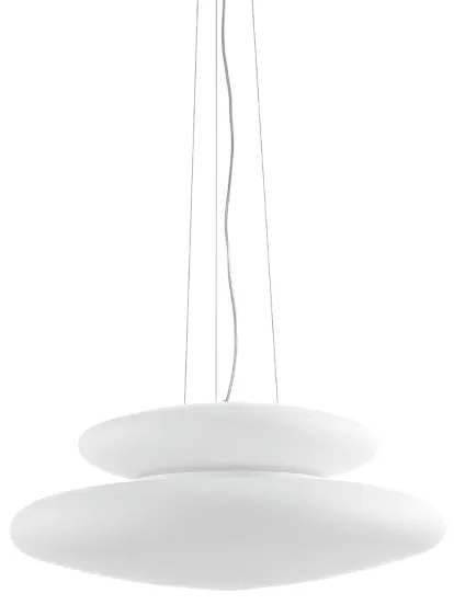 Lampada a sospensione PAGODA D60 cm in vetro Bianco soffiato e acidato GRANDE