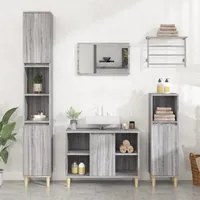 Set Mobili da Bagno 3 pz Grigio Sonoma in Legno Multistrato 3185619