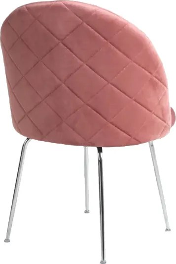 Sedia da pranzo in velluto Rosa con gambe in metallo Cromo - PARIS 2 sedie