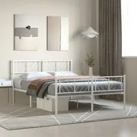 Giroletto con Testiera e Pediera Metallo Bianco 135x190 cm 372245