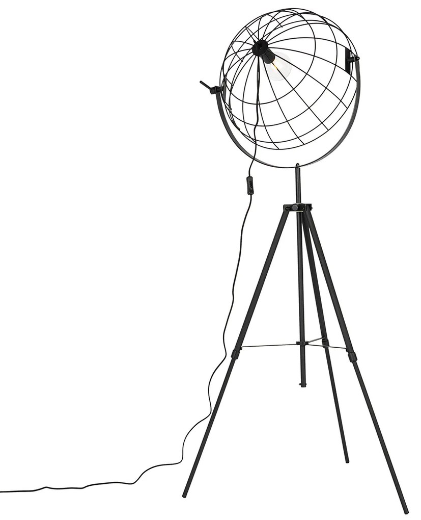 Lampada da terra a treppiede industriale nera 50 cm regolabile - Hanze