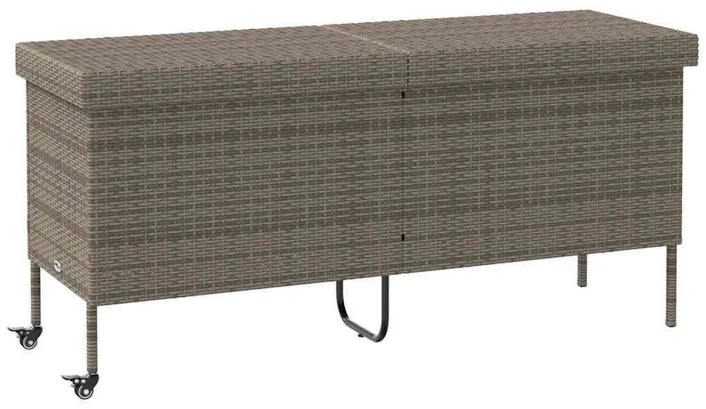 Contenitore Da Giardino Con Ruote Grigio 160x55x75cm Polyrattan /