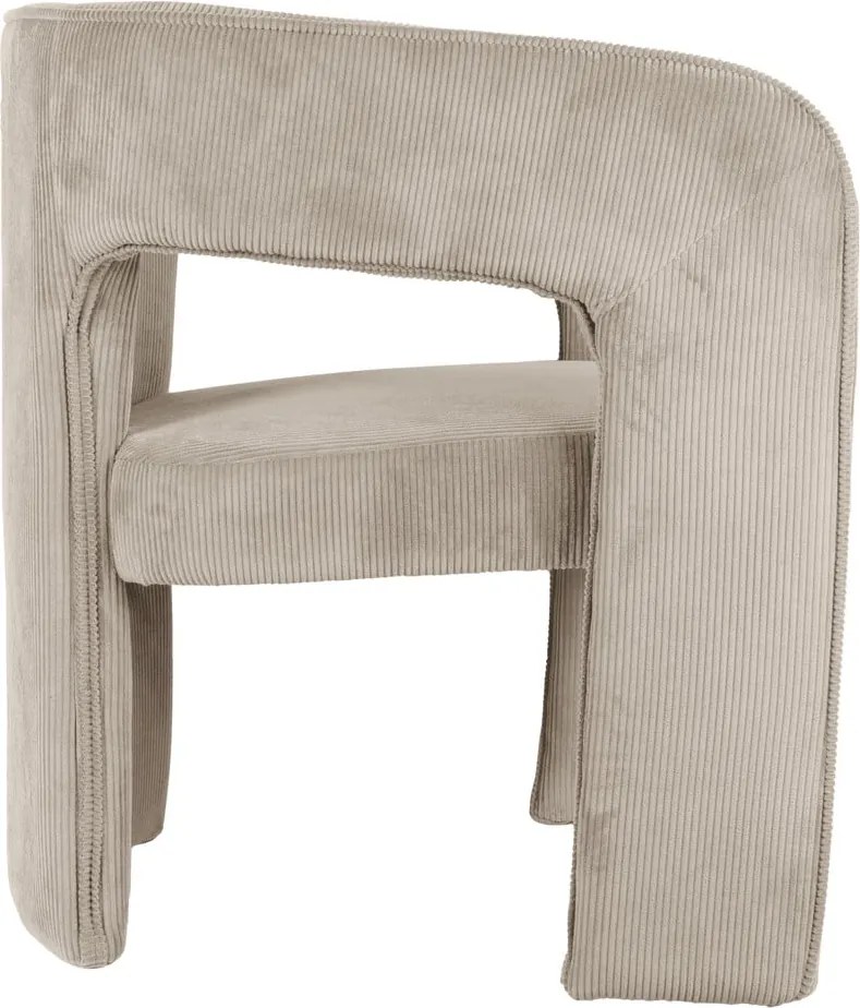 Poltrona in velluto a coste beige Vigor - Leitmotiv