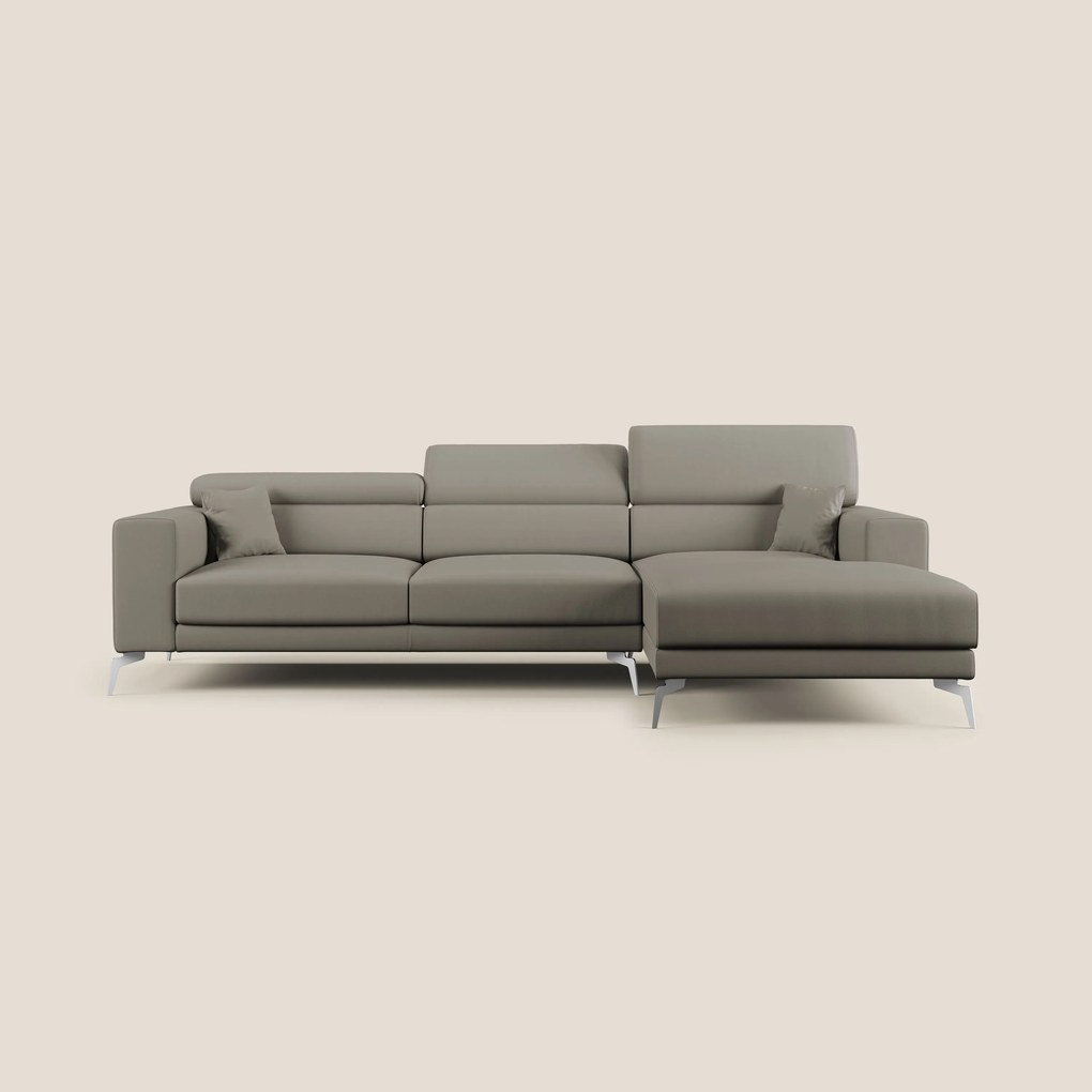 Blade Divano moderno angolare con poggiatesta reclinabili in Ecopelle T04 talpa